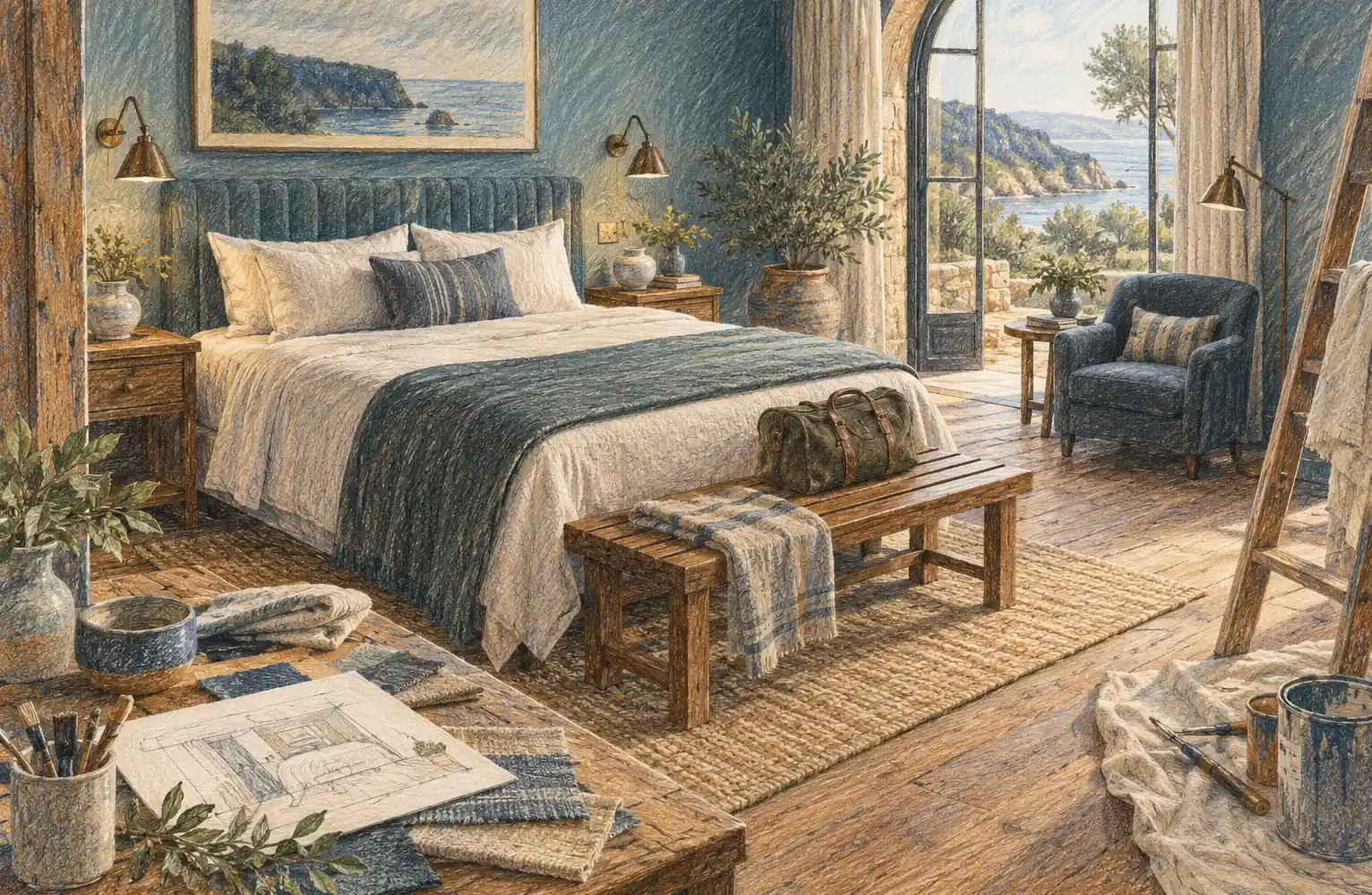 Illustration of accommodation businesses and their working space